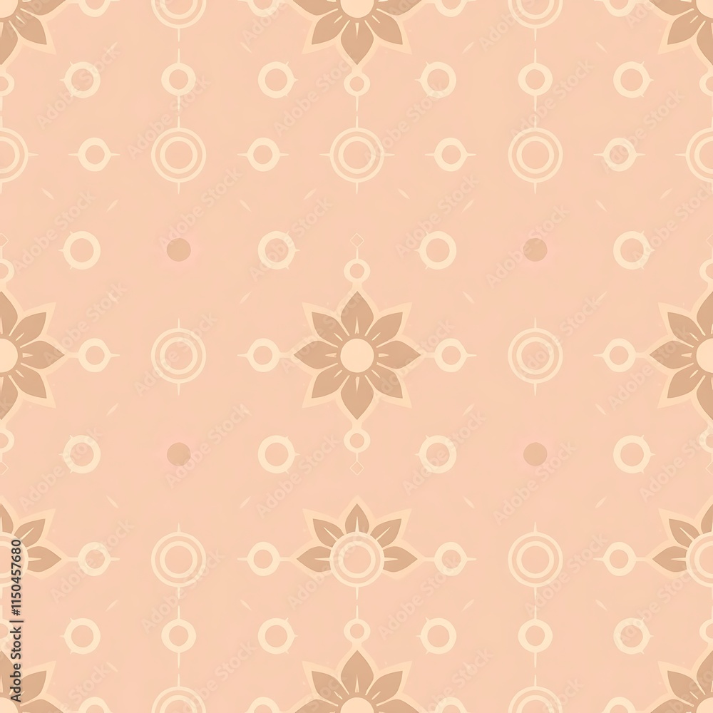 Poster pastel floral pattern: a delicate and timeless pattern featuring stylized flowers and circles in sof