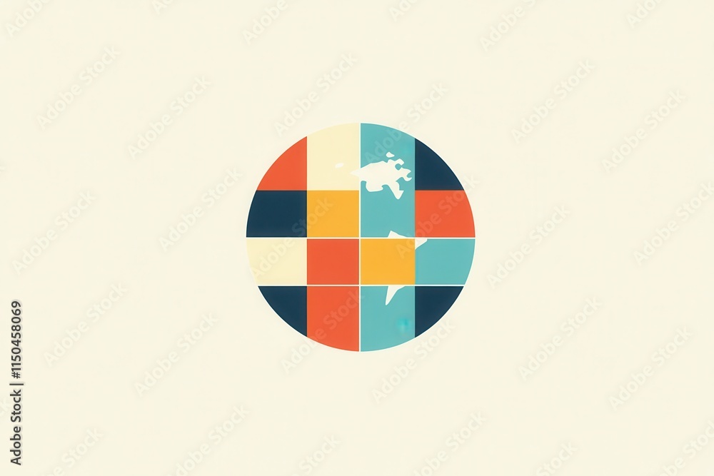 Aufkleber abstract flat design illustration of a globe interconnected by digital lines, symbolizing global com