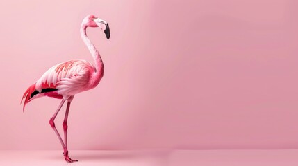 Pink Flamingo on Pink Background: A Minimalist Study in Pink