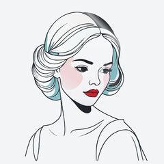 portrait of a young woman fashion beauty symbol, vector