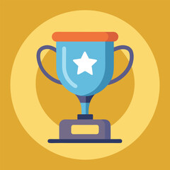 Trophy Flat Design Education Icon with Side Shadow