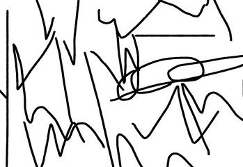 Black and white scribble background, texture in kids simple chaotic style.