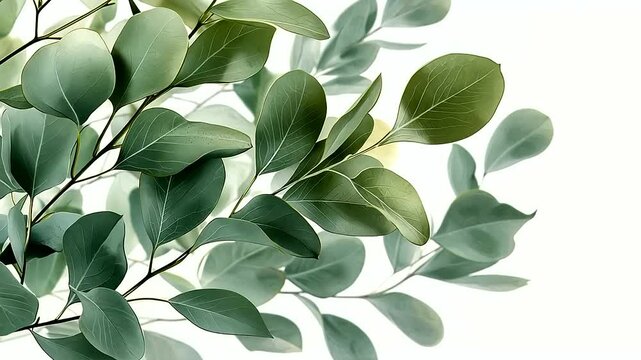 Fresh Eucalyptus Sprigs Minimalist Botanical Composition