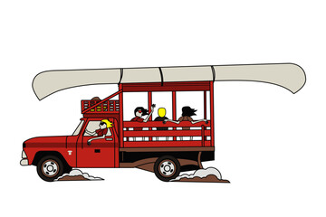 mini buss or pick up car local transportation. van for vacancy tourism, trip to beach.
