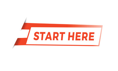Start here flat design or banner element. vector isolated for announcement.