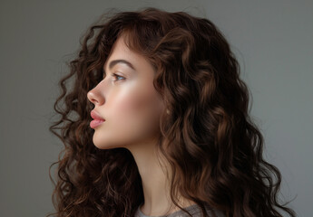 Naklejka premium Closeup portrait of fashion model woman with long healthy shiny silky brown hair