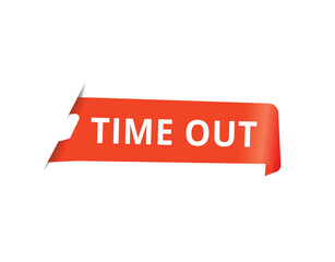 Time out modern design element or banner. Red vector isolated white background.