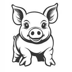 Fototapeta premium Happy cartoon piglet standing happily