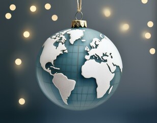 Geography Inspired Christmas Globe Ball in Blue