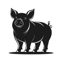 Obraz premium Black Silhouette Of A Happy Standing Pig