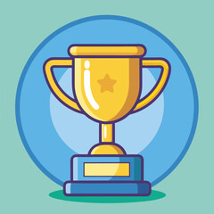 Trophy Flat Design Education Icon with Side Shadow