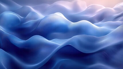 Obraz premium Wallpaper color background in wave 3d render and fluid art design, abstract silk, blue graphic decor texture and gradient of textile illustration, curves