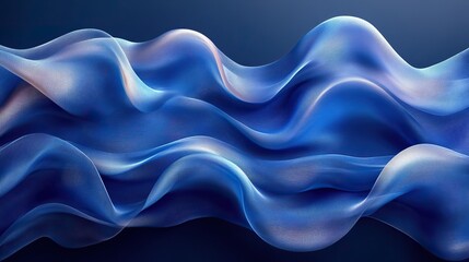 Obraz premium Wallpaper with wave and banner art background, blue lines and material texture, creative poster flow pattern and abstract cloth with satin fabric, artistic ripple