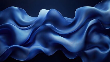 Obraz premium Wallpaper with wave and banner art background, blue lines and material texture, creative poster flow pattern and abstract cloth with satin fabric, artistic ripple