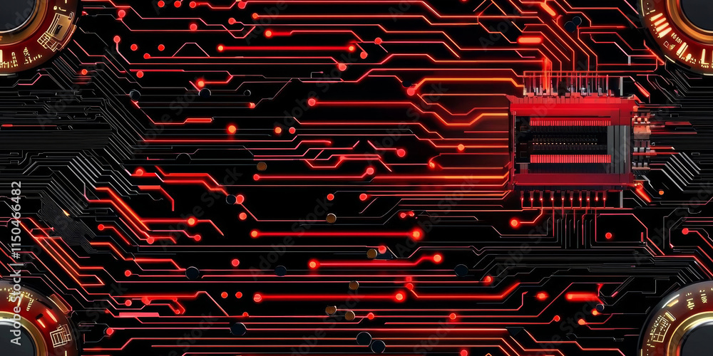 Poster minimal photostock of a futuristic geometric shapes technology red black abstract background for dig