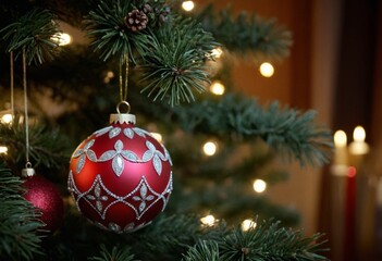 Hand-painted baubles in colorful ornament ensemble - Delicate charm style