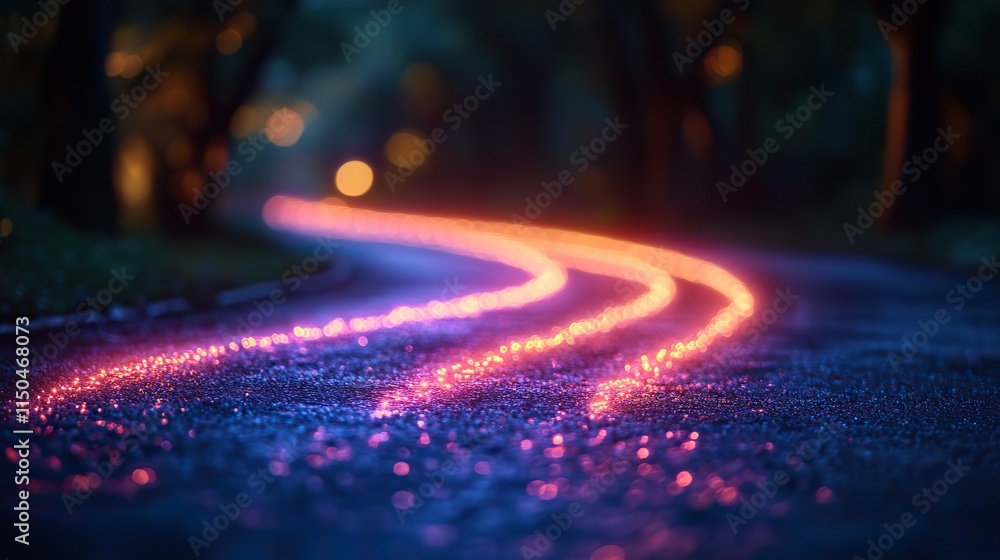 Wall mural wireless network graphic and future with internet neon, bokeh background for connection, cyberspace 