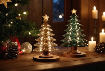 Rustic wooden accents in sparkling glass ornaments - Whimsical fantasy style