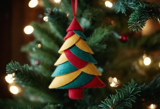 Handcrafted felt shapes in artisanal ornament creation - Colorful artistic style