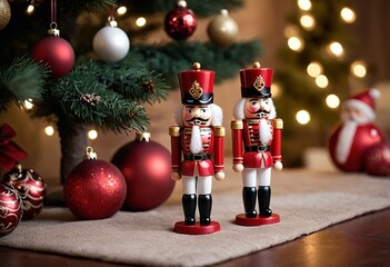 Traditional nutcracker figures in vibrant and cheerful ornament setup - Elegant and sophisticated st