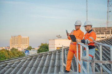 Telecommunication Engineers Working on 5G Tower,Technicians Climbing High Telecom Poles,Ensuring Network Maintenance with Safety Equipment