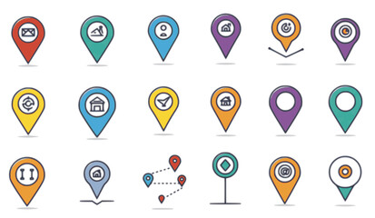 Location icon colorful icons map pointer pin sign symbol outline destination place address navigation locator
