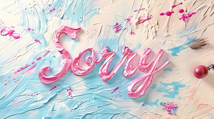 Soft and heartfelt "sorry" typography in cursive with pastel shades on a textured background