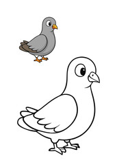 A serene gray dove coloring page featuring intricate feather details and a peaceful pose, perfect for creativity and relaxation. Suitable for all ages to enjoy.