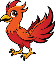 Fototapeta premium Cute Cartoon Phoenix Bird Illustration 