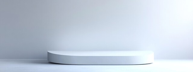 Minimalist white platform on a white background.