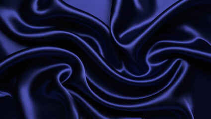 Fototapeta premium Luxurious blue satin fabric background with elegant folds and creases for creative designs.