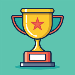 Trophy Flat Design Education Icon with Side Shadow