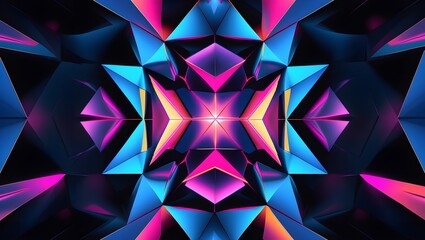 Obraz premium A seamless geometric pattern with vibrant colors, combining hexagons and triangles in a modern, high-contrast, and futuristic style. Great for backgrounds and digital art.