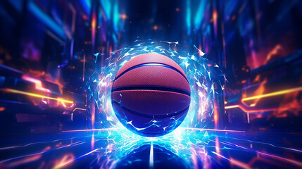 Illustration of a basketball in 3d style futuri