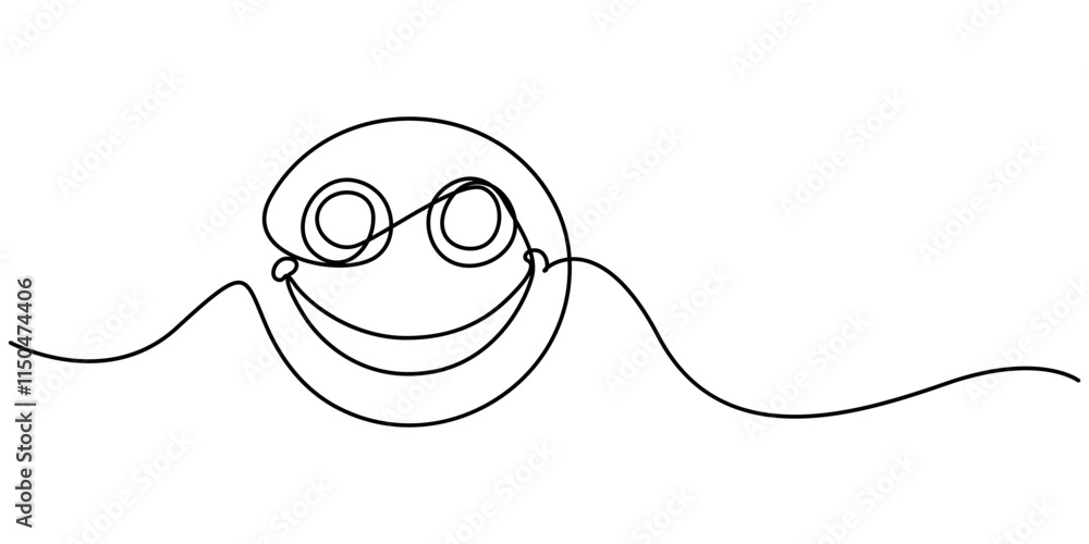 Poster continuous one line drawing of smile. single line pattern of smile. vector, one continuous line art 