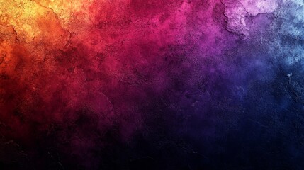 Fototapeta premium Dark grainy gradient background, vibrant glowing color wave on black background, red yellow blue banner poster cover abstract design, copy space, Generative AI