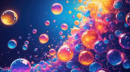 Colorful bubbles in dynamic background abstract art vibrant environment close-up viewpoint conceptual design