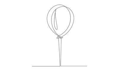 Balloon icon. Birthday balloon continuous one line drawing celebration concept. Party balloon silhouette