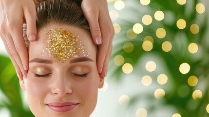 Facial massage with luxurious gold flakes