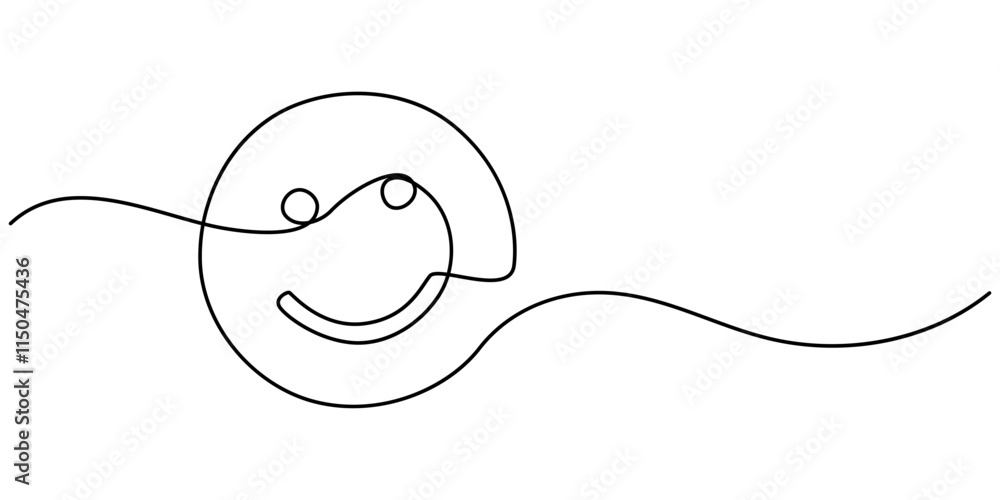 Poster continuous one line drawing of smile. single line pattern of smile. vector, one continuous line art 