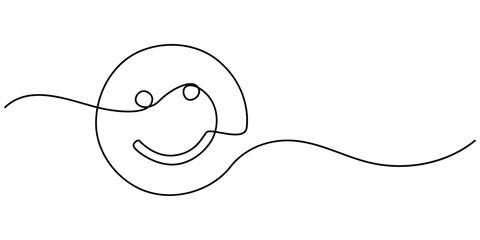 Continuous one line drawing of smile. Single line pattern of smile. Vector, One continuous line art smiling face isolated vector illustration on white background, Customer Satisfaction Continuous Line