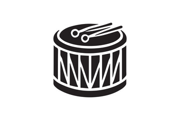 simple minimalistic drum black color silhouette in white background