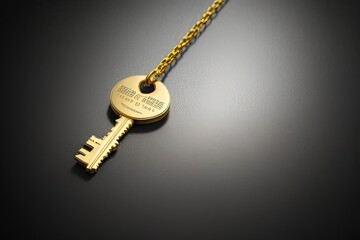 Golden key on abstract background