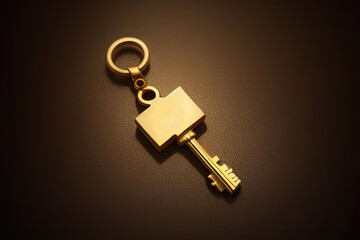 Golden key on abstract background