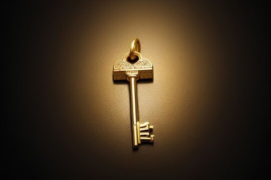 Golden key on abstract background