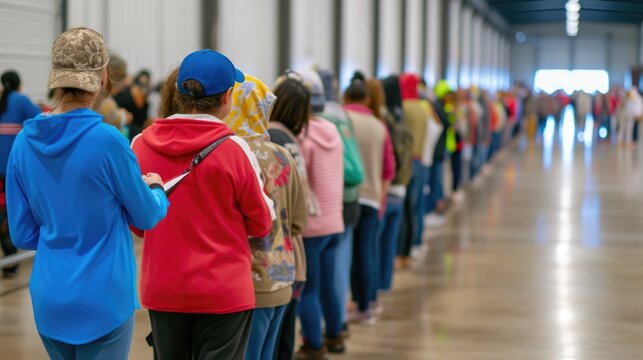 Long food distribution line supporting the community