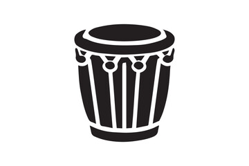 simple minimalistic drum black color silhouette in white background