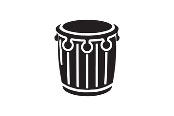 simple minimalistic drum black color silhouette in white background