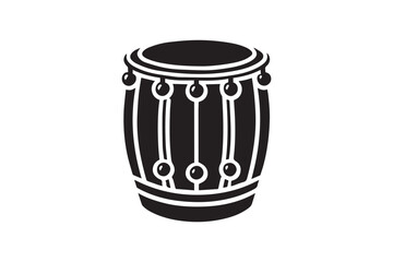 simple minimalistic drum black color silhouette in white background