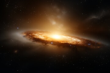 Fototapeta premium Awe-inspiring spiral galaxy illuminated by bright core showcasing cosmic beauty and intricate stellar formations in deep space